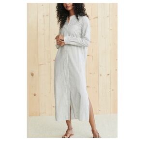 Jenni Kayne Striped Long Sleeve Midi Slit Dress